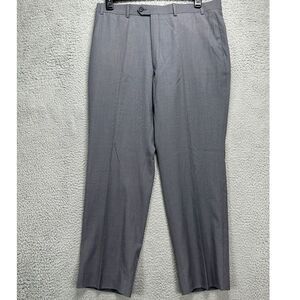 Lebole Dress Pants Men 36 Grey Classic Virgin Wool Blend Straight Flat Front NEW